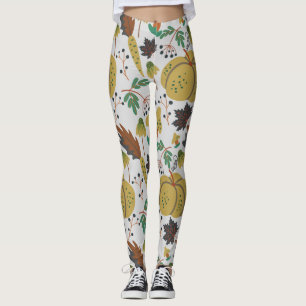 Leggings Patrón sin foco de calabazas tropicales y zanahori