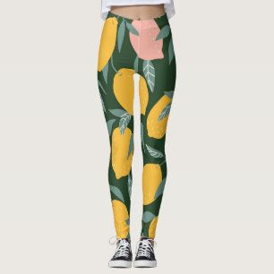 Leggings Patrón sin foco de fruta de limón vintage