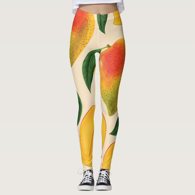 Leggings Patrón sin foco de fruta de mango (Anverso)