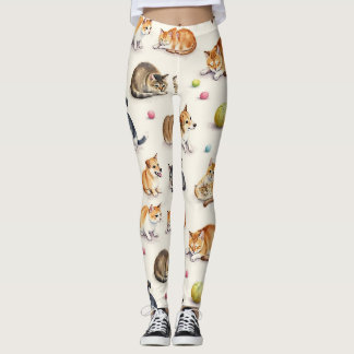 Leggings Patrón sin foco de gato y perro