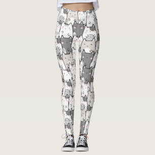Leggings Patrón sin foco de los gatos kawaii