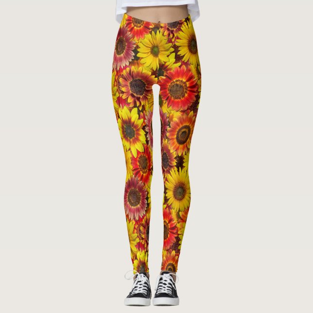 Leggings Patrón sin foco de los girasoles (Anverso)