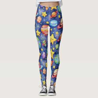 Leggings Patrón sin foco de una galaxia Personalizado