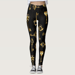 Leggings Patrón sin inconvenientes con las teclas de oro