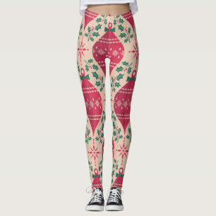 Leggings Patrón sin inconvenientes de Navidades de estilo v