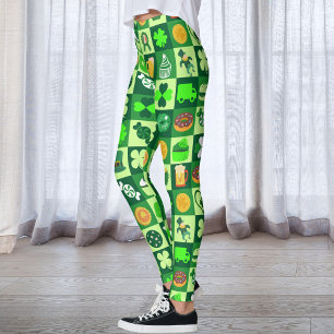 Leggings Patrón sin problemas de iconos del Día de San Patr