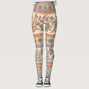Leggings Patrón sin problemas de las fronteras florales ind