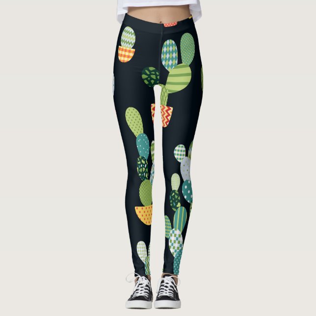 Leggings Patrón sin problemas de las plantas de cactus (Anverso)