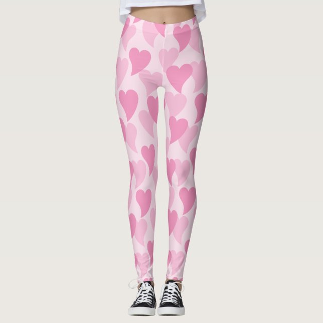Leggings Patrón sin problemas de los corazones bonitos (Anverso)