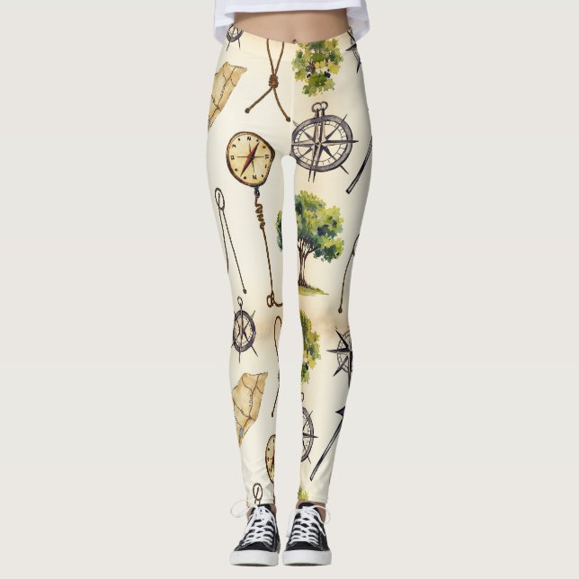 Leggings Patrón sin problemas de los mapas de carreteras (Anverso)