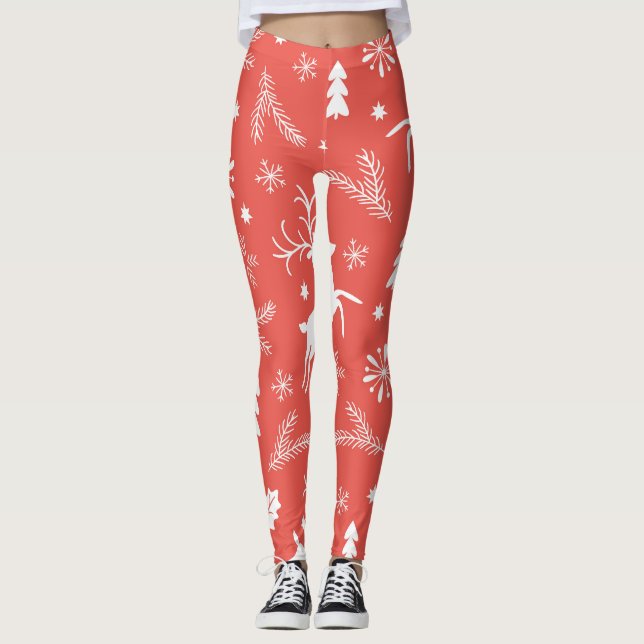 Leggings Patrón sin problemas de Navidades festivos (Anverso)