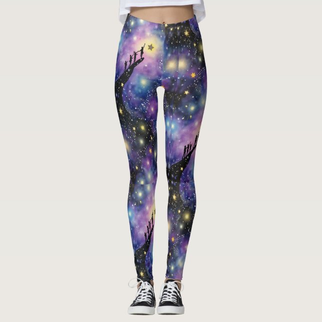 Leggings Patrón sin problemas del cielo de la noche de gala (Anverso)