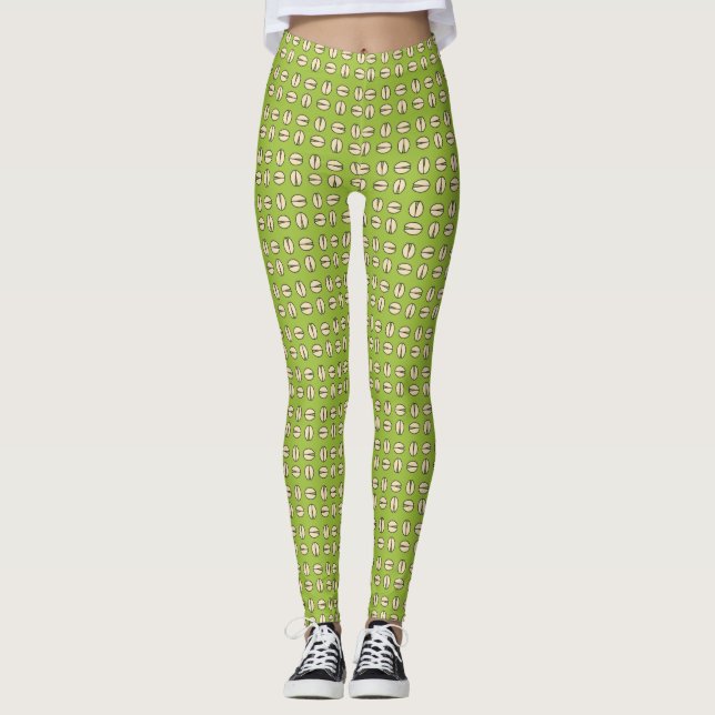 Leggings Patrón sin soldadura de las nueces de Pistachio (Anverso)