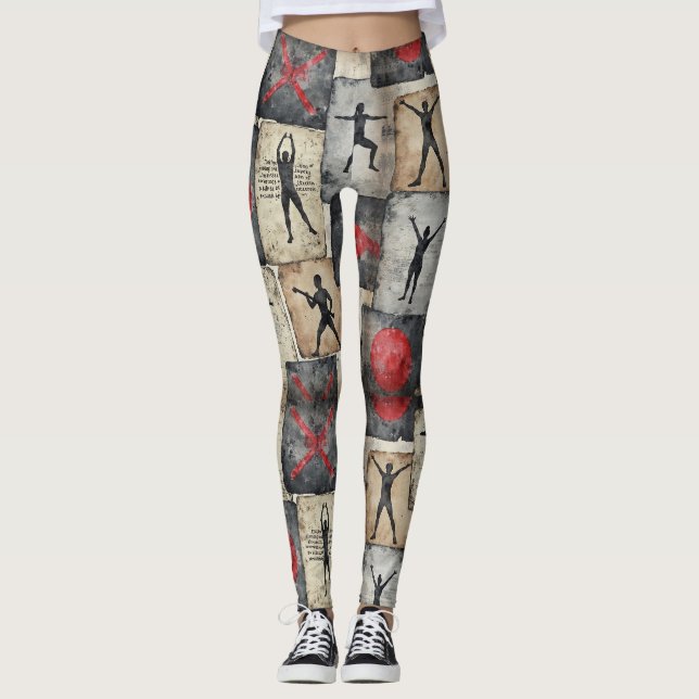 Leggings Patrón sin soldadura de las siluetas de fitness (Anverso)