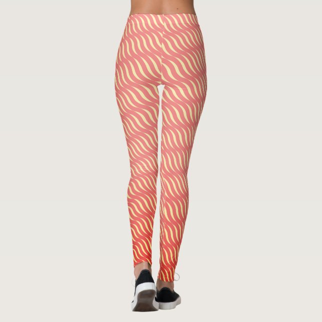 Leggings Patrón sin soldadura de líneas de Rosa inclinadas  (Reverso)