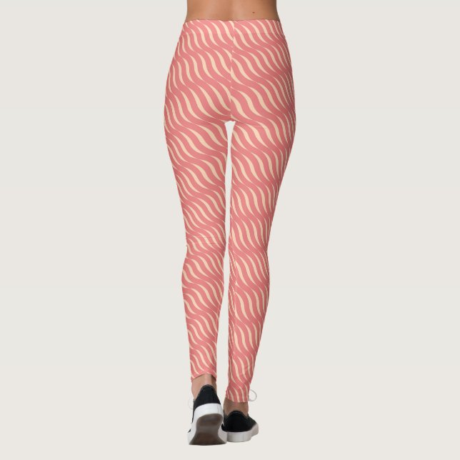 Leggings Patrón sin soldadura de líneas de Rosa inclinadas  (Reverso)