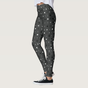 Leggings Patrón sin soldadura de píxeles lúcidos y grises n