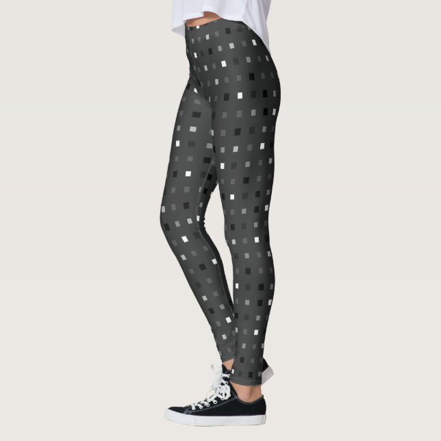 Leggings Patrón sin soldadura de píxeles lúcidos y grises n (Izquierda)