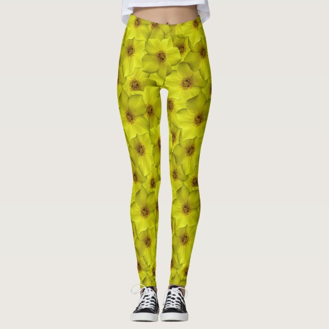 Leggings Patrón sin soldadura de Shrubby Cinquefoil (Anverso)