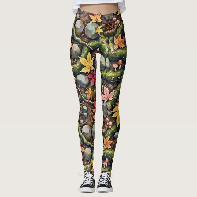 Leggings Patrón sin soldadura del suelo del bosque (Anverso)