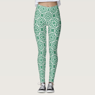 Leggings Patrón sin soldadura geométrica verde esmeralda