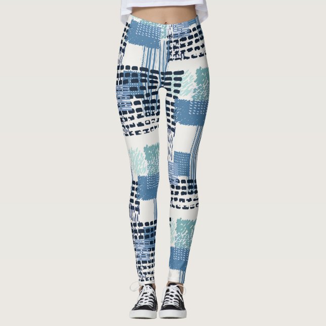 Leggings Patrón sin soldadura Retro Memphis Doodle (Anverso)