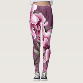 Leggings Patrón sinfónico de orquídeas