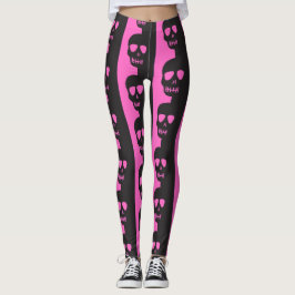 Leggings Patrón Skulls negro y rosa