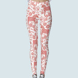 Leggings Patrón sueco rojo y blanco de Dala Horse<br><div class="desc">Patrón de caballo dalecarliano en rojo y blanco. Diseño folclórico sueco.</div>