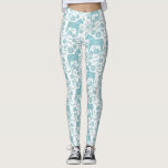 Leggings Patrón sueco Verde azulado y blanco de Dala Horse<br><div class="desc">Patrón de dala o caballo dalecarliano en verde y blanco verde azulado.  Diseño folclórico sueco.</div>