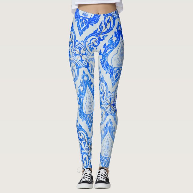 Leggings Patrón tailandés: iglesia de cerámica. (Anverso)