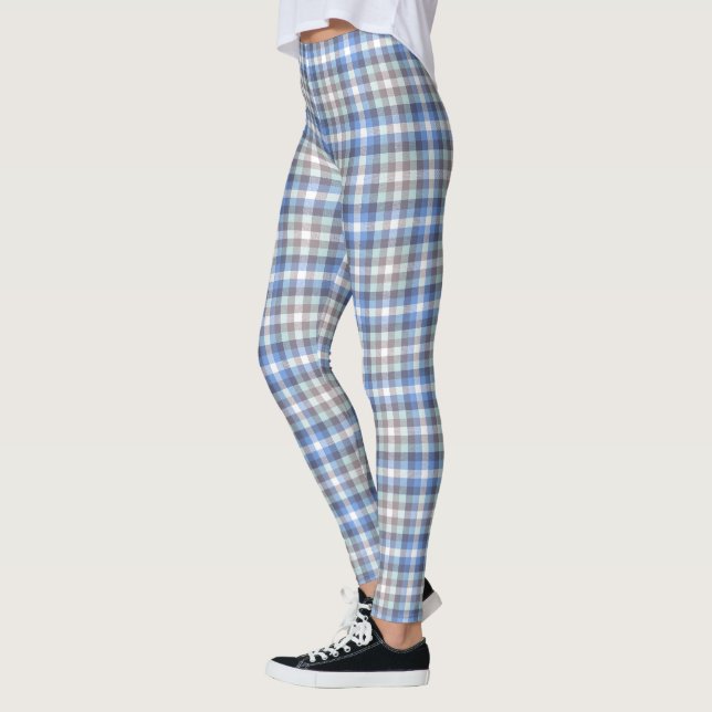 Leggings Patrón Tartán azul y taúpe (Izquierda)