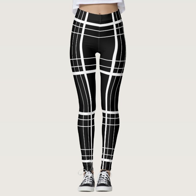 Leggings Patrón Tartán blanco y negro (Anverso)