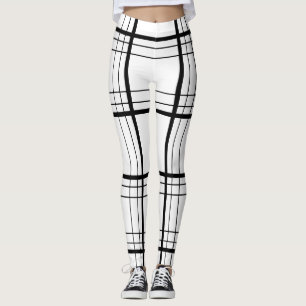 Leggings Patrón Tartán blanco y negro