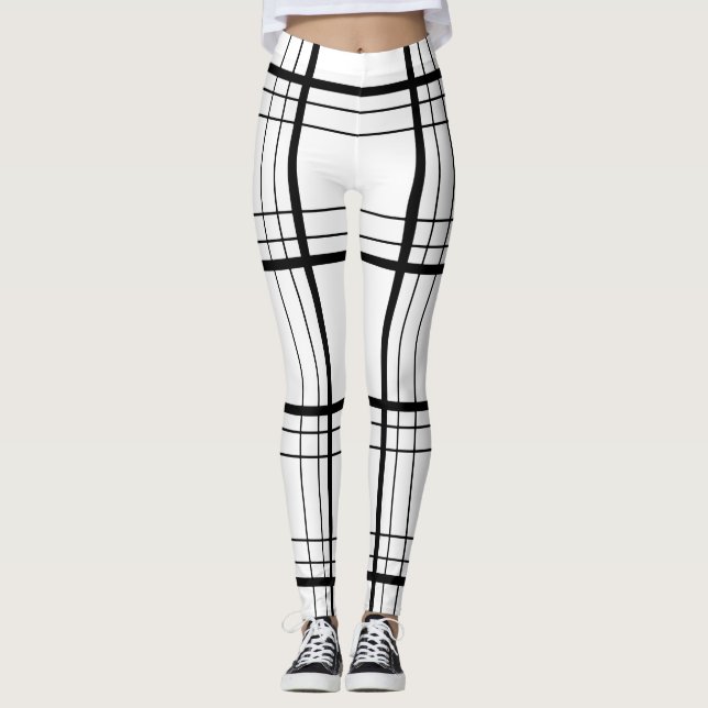 Leggings Patrón Tartán blanco y negro (Anverso)