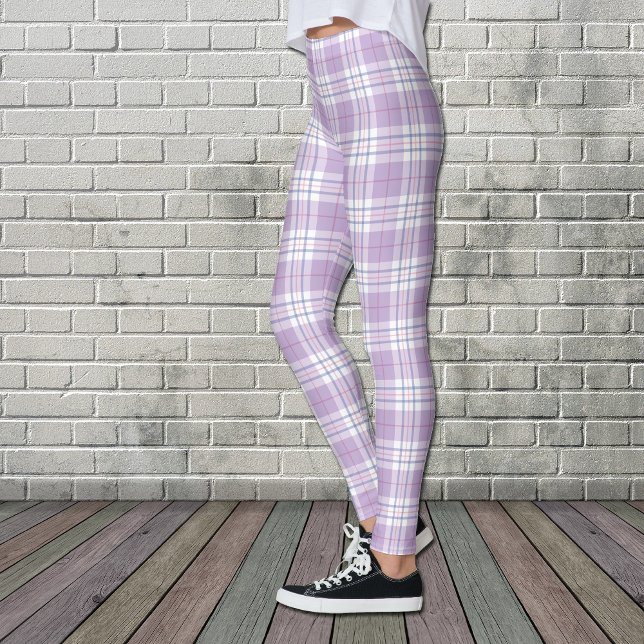 Leggings Patrón Tartán de muelle de lavanda morada (Subido por el creador)