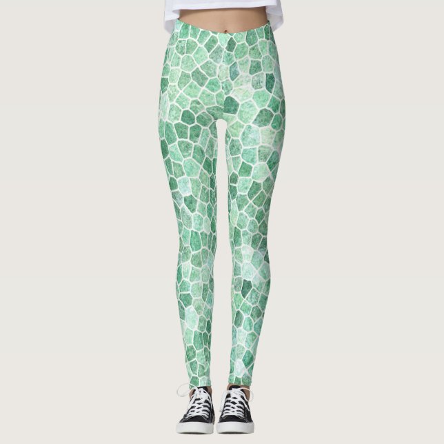 Leggings Patrón Terrazo de Aqua Turquoise Cobled (Anverso)