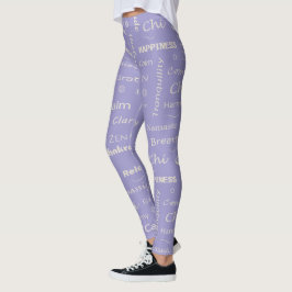 Leggings Patrón tipográfico de palabras de bienestar mindfu