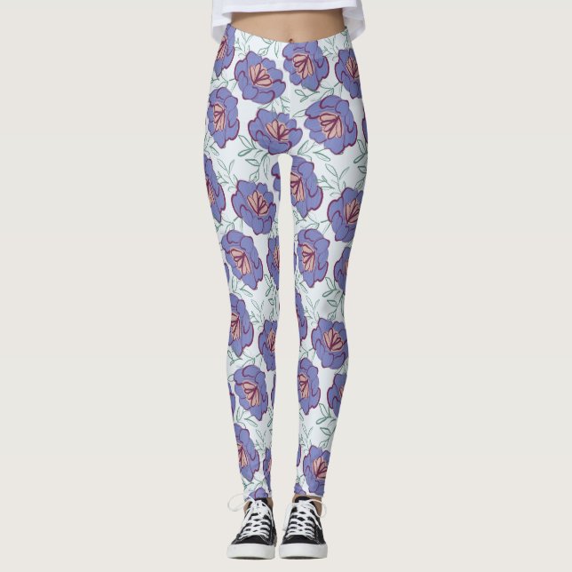 Leggings Patrón todo sobre floral retro (Anverso)