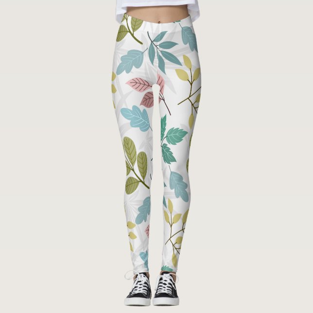 Leggings Patrón transparente de hoja (Anverso)