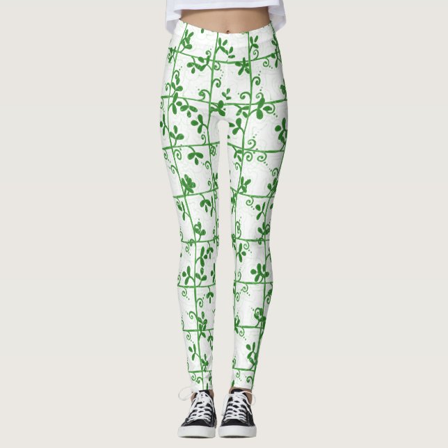 Leggings Patrón transparente sin foco floral gráfico (Anverso)