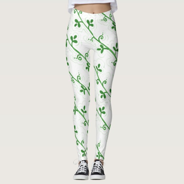 Leggings Patrón transparente sin foco floral gráfico (Anverso)