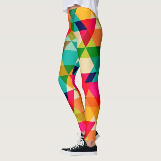 Leggings Patrón triángulo geométrico brillante y colorido (Izquierda)