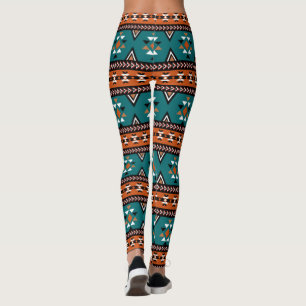 Leggings Patrón Tribal Azteca Azul