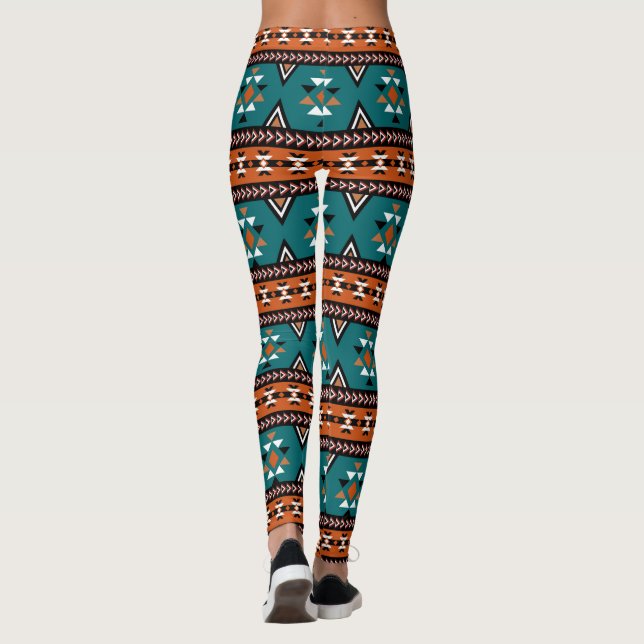 Leggings Patrón tribal azteca azul (Reverso)