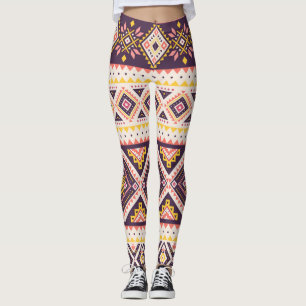 Leggings Patrón tribal azteca rayado, geométrico.