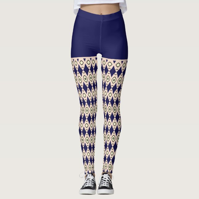 Leggings patrón tribal azul de navegación (Anverso)