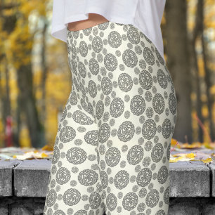Leggings Patrón tribal circular en blanco y negro negrita