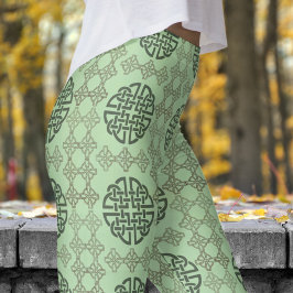 Leggings Patrón tribal circular verde y negro elegante