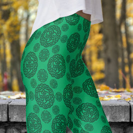 Leggings Patrón tribal circular verde y negro negrita